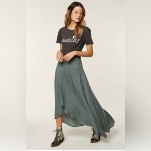 O’Neill AMBROSIO green HIGH-LOW MAXI SKIRT size XS‎ new